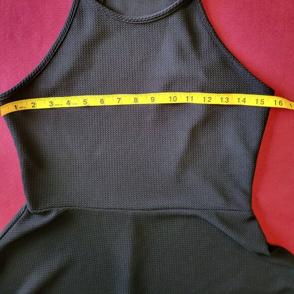 Black Halter Fit & Flare Textured Knee Length Dress - Picture 7 of 9